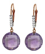 Galaxy Gold GG 14k Rose Gold Leverback Earrings with Natural Diamonds an... - $485.09