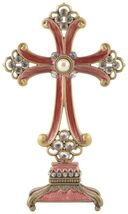 Decorative Burgundy Jeweled Standing Cross Rhinestones 6"X 5" - $25.95