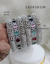 Indian Silver plated Kada CZ Bangles Bracelet Size 2.10 2.8 2.6 24Jewelry Set - £74.54 GBP