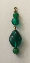 Vintage Necklace Pendant Green Stones 2” H X 3/4” W - $3.38