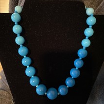Monet Vintage Turquoise &amp; Sky Blue Beaded Necklace - £11.99 GBP