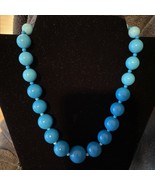 Monet Vintage Turquoise &amp; Sky Blue Beaded Necklace - £11.72 GBP
