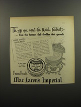 1953 Kraft Mac Laren&#39;s Imperial Cheddar Club Cheese Ad - $18.49