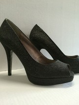 Steve Madden Women&#39;s Shoes Karro Black Glitter Open Toe Heels Size 9.5 NWOB - $39.60