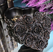 Beauty From Ashes Dark Romance Gothic Black Roses Heart Decorative Jewelry Box - £13.27 GBP