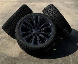 Gloss Black 22&quot; Quarter Split Wheels Blackhawk R/T Tires Chevy Tahoe Sil... - $2,028.51