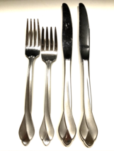 Oneida SATIN TRIBECA 1 Dinner fork, 1 Salad, 2 knives Frost Handle Stain... - £15.52 GBP