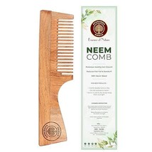 Neem Wood Comb with Handle for Stimulating Hair Growth, Helps in Dandruf... - $10.10