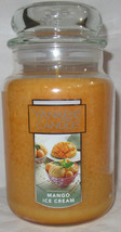 Yankee Candle Large Jar Candle 100-150 hrs 22 oz MANGO ICE CREAM - £31.35 GBP