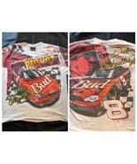 Vintage Dale Earnhardt Jr Red Hot Bud Nascar All Over Print T shirt Whit... - $133.91 CAD