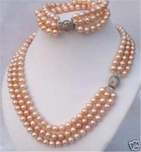 !  beautiful fashion  2015 new fashion  3 Rows 8mm Pink Shell Pearl Necklace Bra - £20.29 GBP