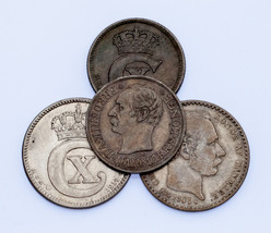 Lot of 4 Denmark Coins 10 Ore + 25 ore 1905 - 1921 VF - AU Condition - £49.84 GBP