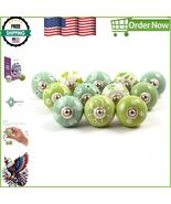 Elegant Green &amp; White Ceramic Knobs - Pack of 12 for Stylish Cabinet Upg... - $55.93 CAD