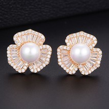 18Flower Imitation Pearl Fashion Cubic Zirconia Women Engagement Party NightOut  - £18.85 GBP