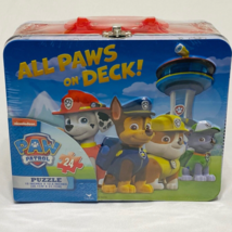 Paw Patrol Puzzle in Lunch Box - Tin 24-Piece Nickelodeon New - All Paws On Deck - $15.83