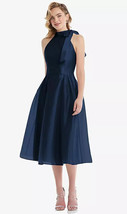 Alfred Sung D833...Scarf-Tie High-Neck Halter Organdy Dress...Midnight..... - $84.55