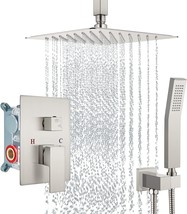 Aolemi 8 Inch Brushed Nickel Bathroom Shower System Ceiling Mount Sq.Are Rain - £93.50 GBP