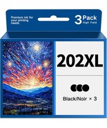 202XL Ink Cartridges Black 3 Pack High Capacity for Epson 202XL Black In... - £38.73 GBP