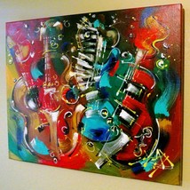 KAT-&quot;Wall of Guitars&quot;-Gall Wrapped Original Acrylic Painting/Canvas/COA/30&quot;x 24&quot; - £580.93 GBP