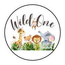 30 Wild One Envelope Seals Labels Stickers 1.5&quot; Round First Birthday Jungle Zoo - £5.89 GBP