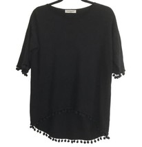 BEAUTY WOMEN Womens Sweater Black POM POM Short Sleeve Boho MADE IN ITAL... - £9.97 GBP