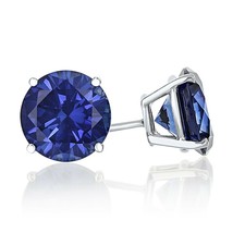 .33 ct. Genuine Sapphire Round Basket Set Stud Earrings in Solid Sterling Silver - £24.28 GBP