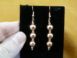 (EE700-20) 8mm smooth round Copper beaded dangle wire hook earrings fashion - £12.49 GBP
