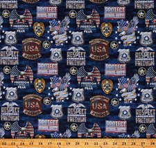 Cotton Police Department Camouflage Flags Blue Fabric Print by the Yard D564.62 - £10.93 GBP