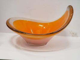 Mid Century Signed Swedish Flygsfors Coquille Art Glass Bowl - $183.15