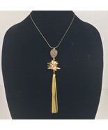 Laura Janelle Adjustable Druzy Necklace Beaded Tassels Pendant 33&quot; - £17.29 GBP