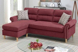 Maia 2-Piece Sectional Sofa Upholstered in Paprika Red Fabric with 2 Accent Pill - £762.04 GBP