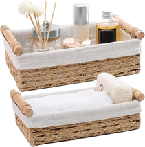 Round Paper Rope Storage Basket, Wicker Baskets for Organizing with Hand... - $34.35