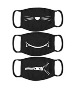 Funny Face Mask Set of 3 Pack Cute Cotton Washable Reusable Mouth Cover ... - $10.86