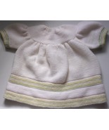 Vintage Handmade Knit White Baby Dress With Green &amp; Yellow Accents - $6.83 CAD