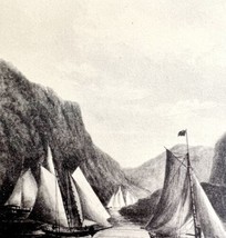 Boats On The Hudson NY Highlands Entrance 1942 Art Antique Print Nautical DWV5B - £21.66 GBP