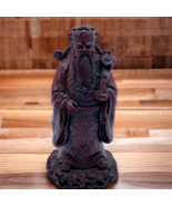 Chinese Red Resin Figurine Chinese Immortal 7.5&#39;&#39; Tall Heavy Robbed Decor - £13.54 GBP