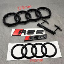 Gloss Black Audi RS6 Emblem Set  273mm Front Rings, 192mm Rear Rings, RS... - $89.99