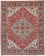 5&#39; X 8&#39; Red Gray And Ivory Wool Floral Hand Knotted Distressed Stain Resistant A - $192.01+