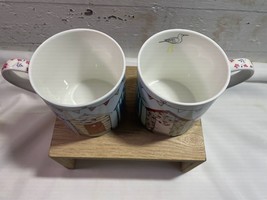 Pair Queens by Churchill Mugs Cups Gone to the Beach Dawn Ocean Houses S... - $19.35