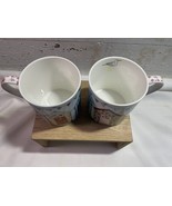 Pair Queens by Churchill Mugs Cups Gone to the Beach Dawn Ocean Houses S... - £15.33 GBP