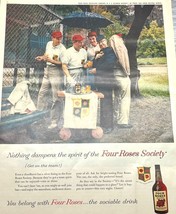 1958 Vintage Print Ad Four Roses Society Whisky Nothing Dampens the Spirit - £7.85 GBP