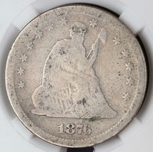 1876 S Silver Seated Liberty Silver Quarter.  20200176 - £28.20 GBP