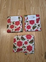 3 Christmas Lodge Poinsett Fabric 36X42 Inch Sewing Crafts Quilting  - $280.22 MXN
