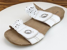 earth origins Size 9 Sandal Slide White Leather Women W Tessa - $16.08