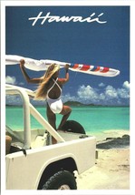 Girl Postcard Hawaii Pinup Girl beach ocean blonde bikini  - £7.36 GBP