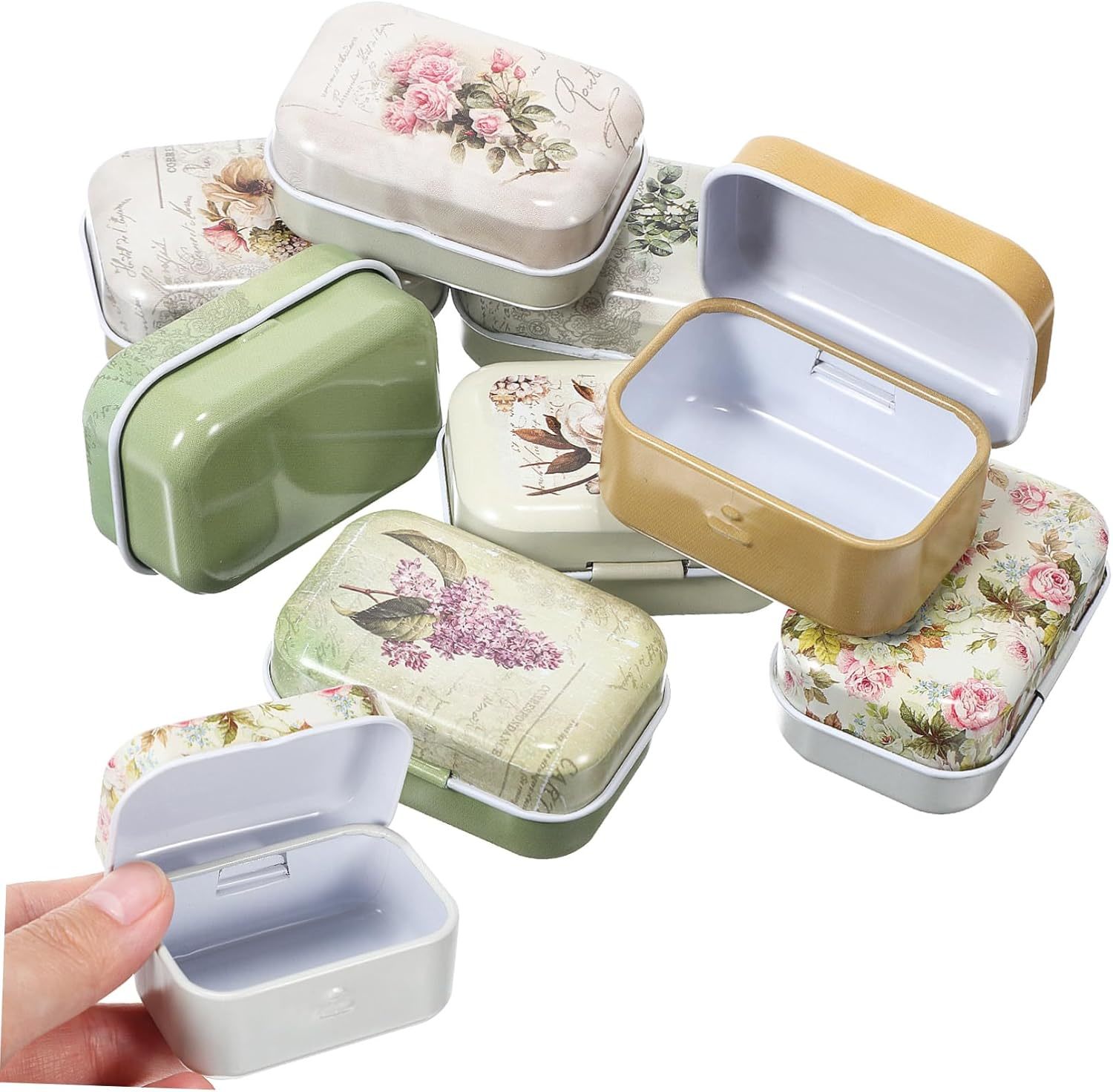 8 Pcs Small Tin Box Tin Boxes With Hinged Lids Decorative Tin Box With L... - $39.97