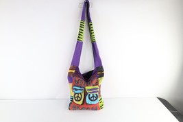Vintage 90s Streetwear Acid Wash Rainbow Peace Sign Venice Beach Crossbo... - $54.40