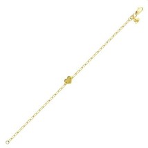 14K Solid Real Yellow Gold Paper Clip Chain Heart Kid Bracelet 6&quot; inches - £198.23 GBP
