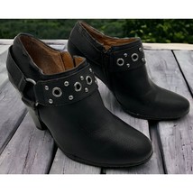 pesaro ryder black mule heeled bootie with studs zip-up 7.5M - $431.64 MXN