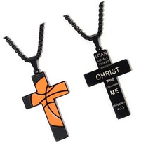 Basketball Cross Necklace for Boys Men with Bible 20 - £34.74 GBP
